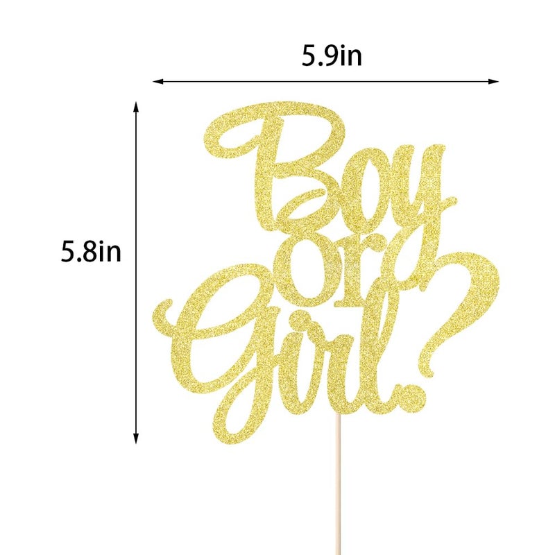 Auteby Boy or Girl Cake Topper - Glitter Baby Shower Party Decorations Supplies (Gold) - Image 5